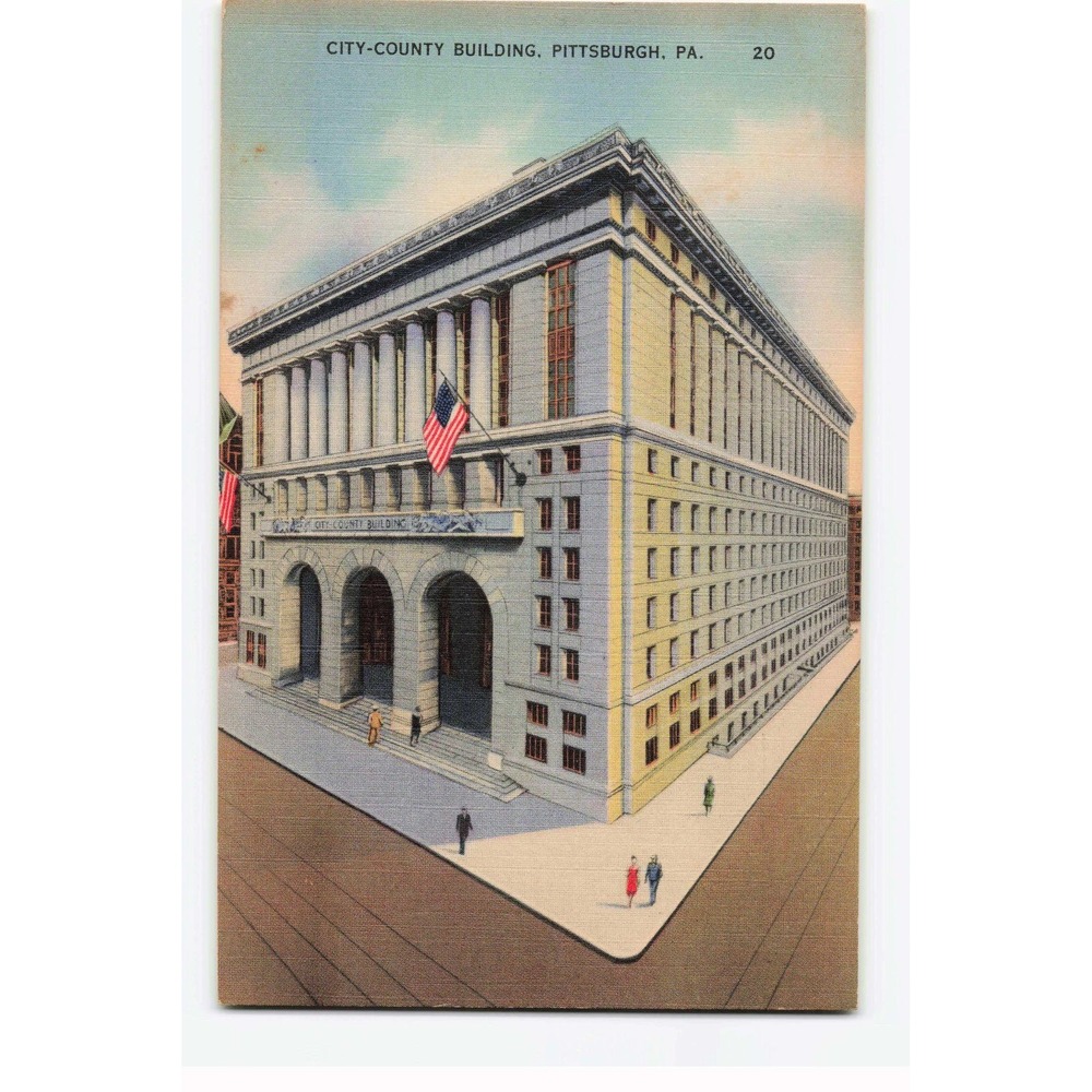 Vintage City-County Building Pittsburgh PA Linen Postcard 20 Colourpicture VG+